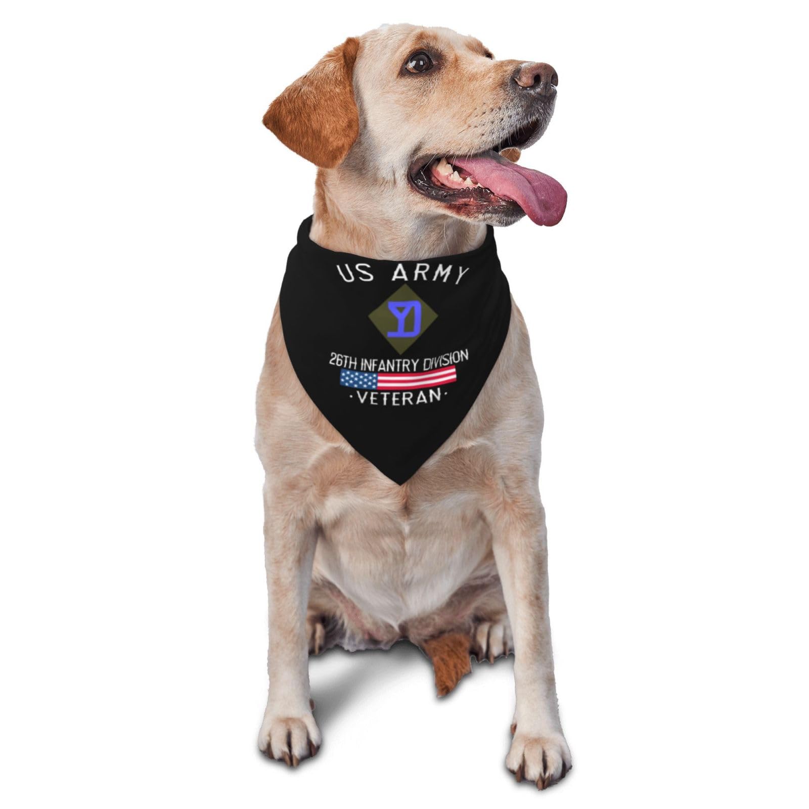 US Army 26th Infantry Division Veteran Dog Scarf Pet Bandana Cat Pet Bibs