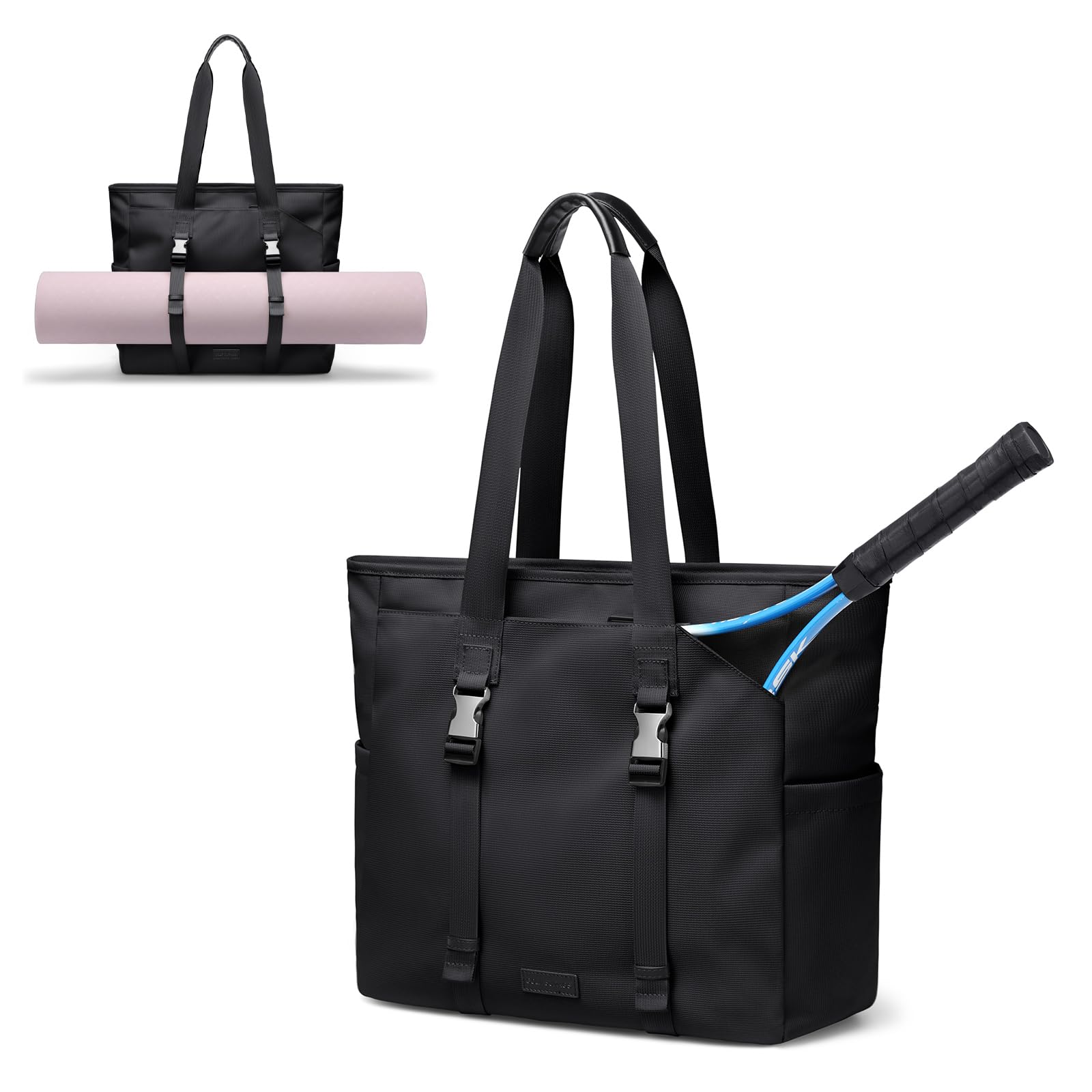 GOLF SUPAGS Torba na rakietę tenisową, 24 l, sportowa torba na ramię z mokrą kieszenią, damska torba sportowa do jogi, 14-calowa torba na ramię, do podróży, fitnessu, jogi, biura, tenisa