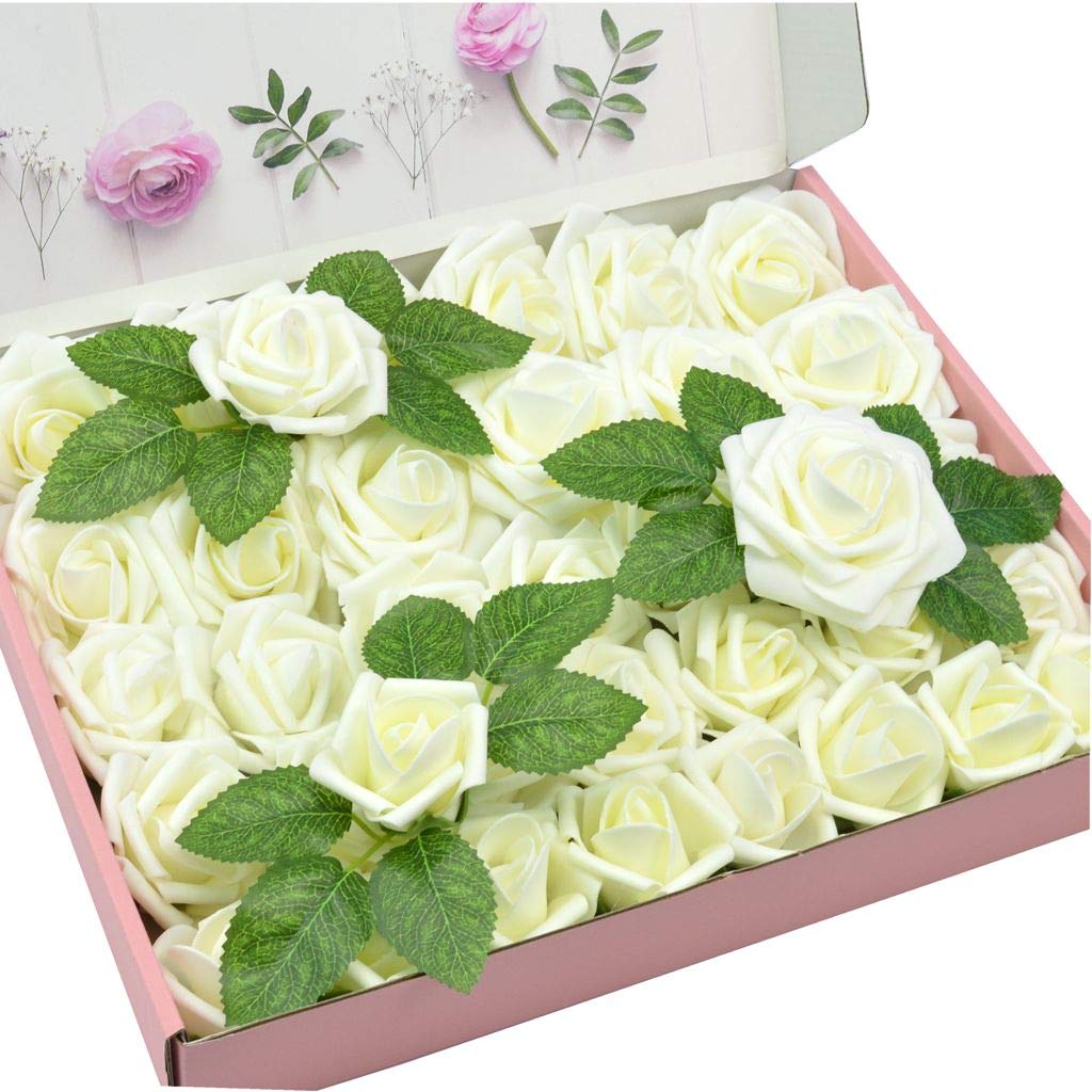 Buy DerBlue 60pcs Three Different Sizes Artificial Roses Flowers Foam