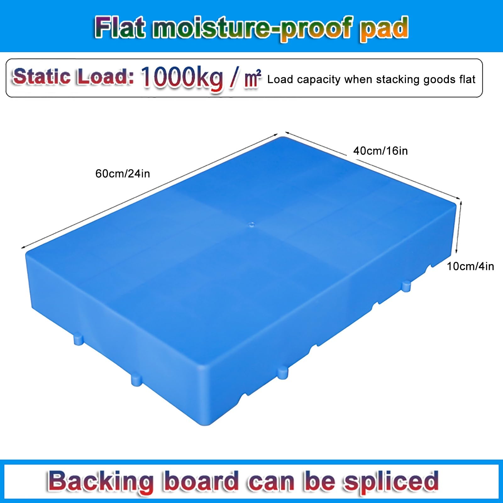 Pallet da Pavimento Leggeri, Pallet in Plastica, Pallet da Interrato a Prova di Umidità, per Scatole di Carico, Fusti di Petrolio, Scaffalature da Pavimento(60x40x10cm/24x16x4in)