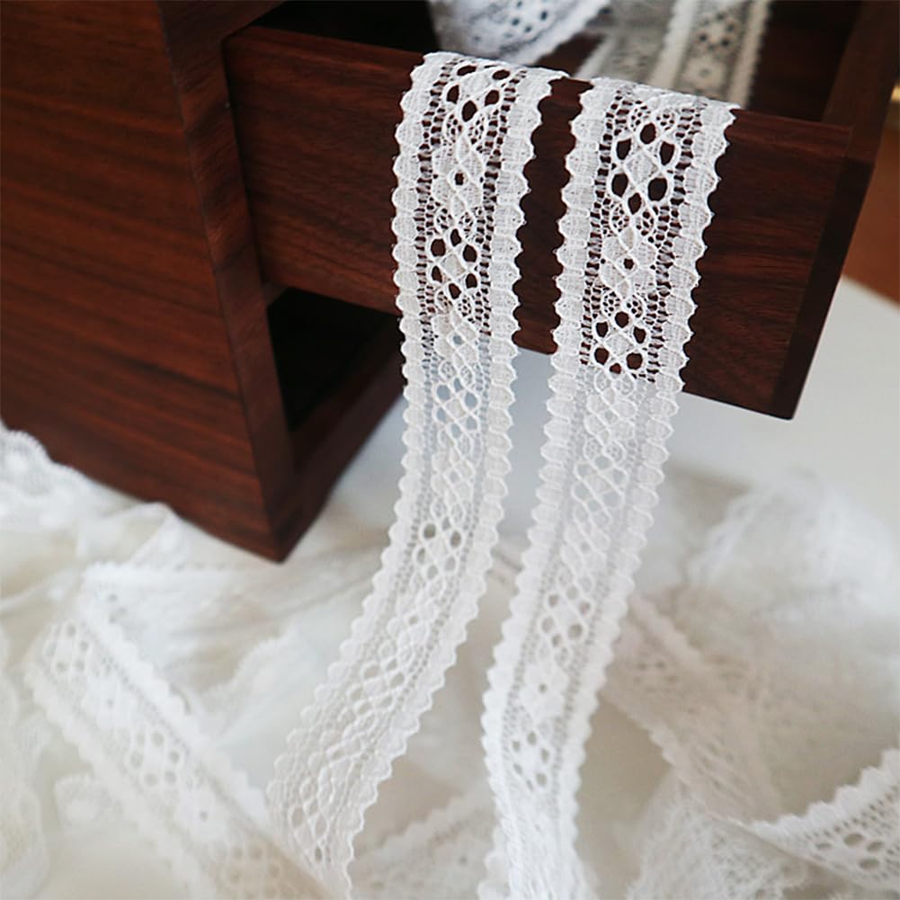 Lace For Ribbon White Lace Ribbon Tatuo 40 Yards Cotton Lace Trim Vintage Ribbon ...