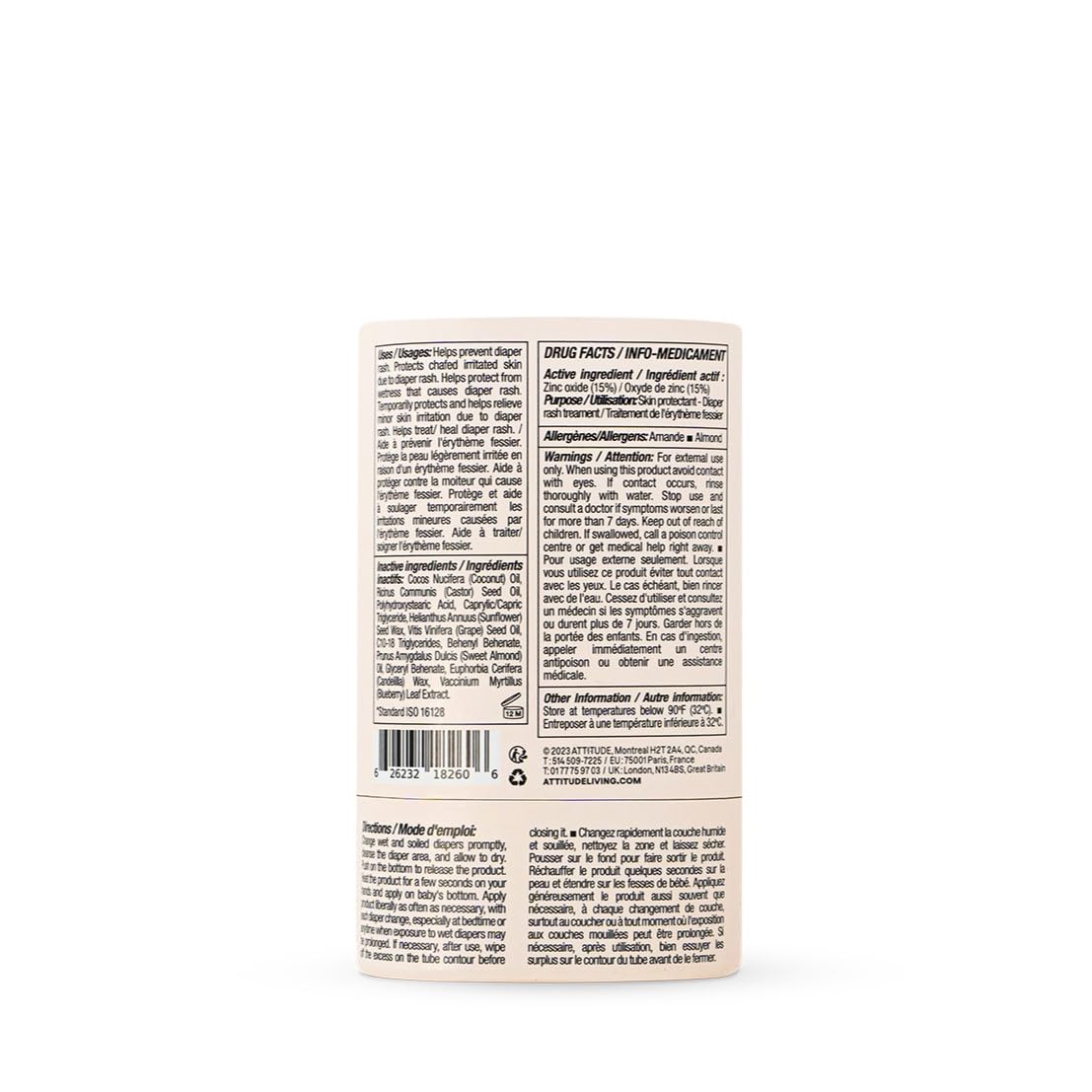 ATTITUDE Plastic-Free Diaper Cream Bar with Zinc for Baby, EWG Verified, Dermatologically Tested, Vegan, Unscented, 1 Ounce - Image 7