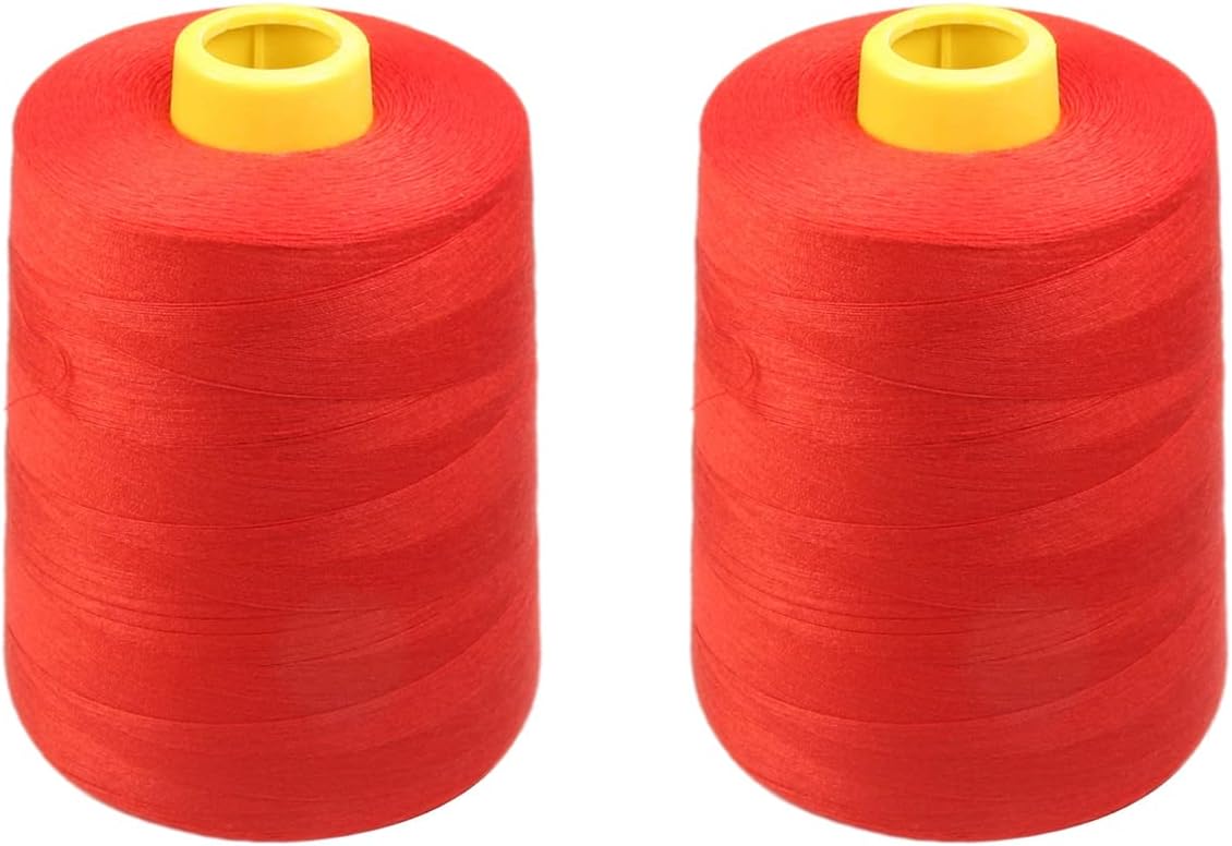 Othmro 2Pcs Polyester Sewing Thread 402 Serger Machine Thread 8000 Yards Each Spools Embroidery Thread Connecting Serger Thread for DIY Sewing Machine and Hand Repair Works Red