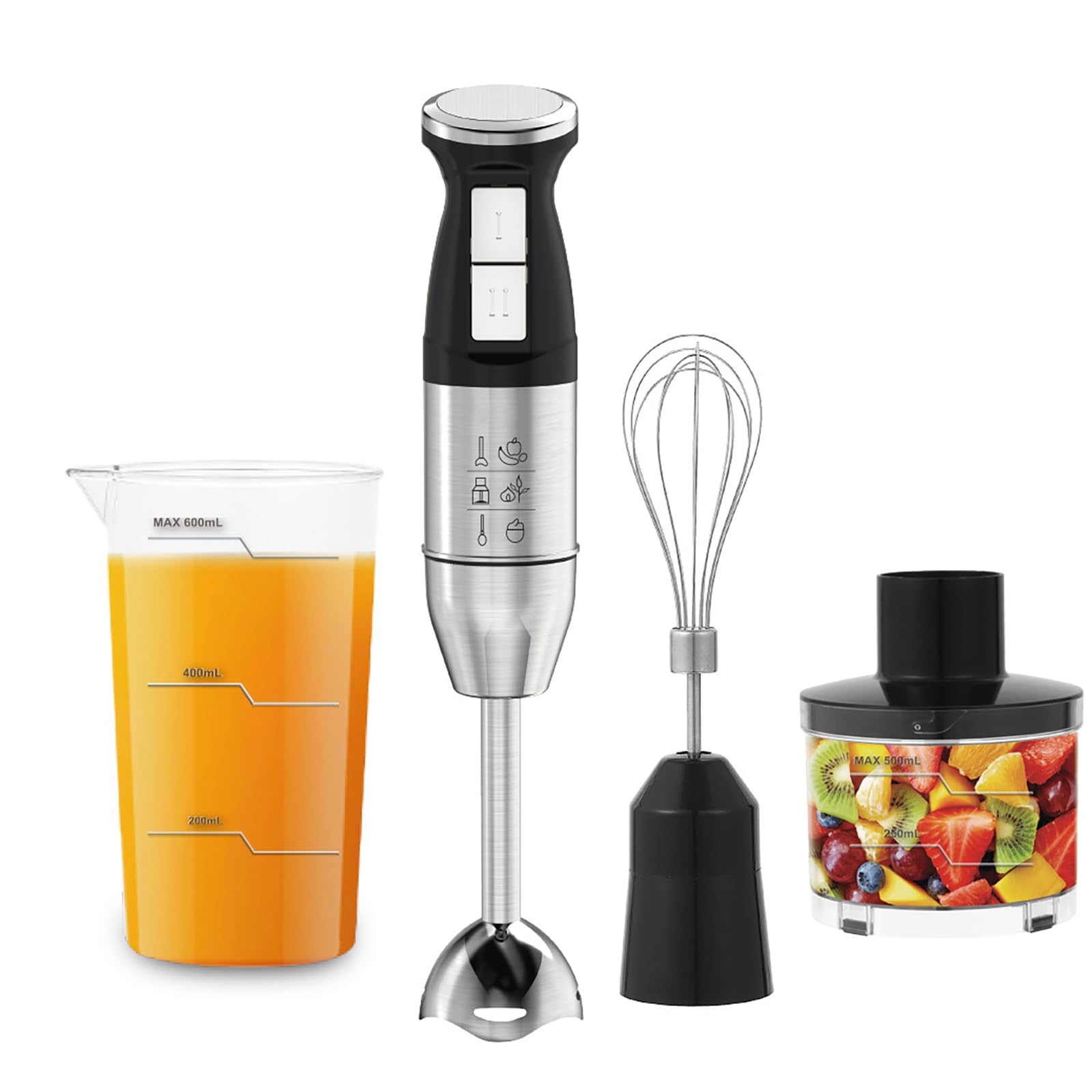 Ręczny Blender Ręczny Z Przewodem, Mikser Ręczny Z Trzepaczką I Dzbankiem Do Blendowania, Mocny Silnik I Regulowana Prędkość, Łatwy Do Czyszczenia, Do Zup, Koktajli, Przecierów, Soków