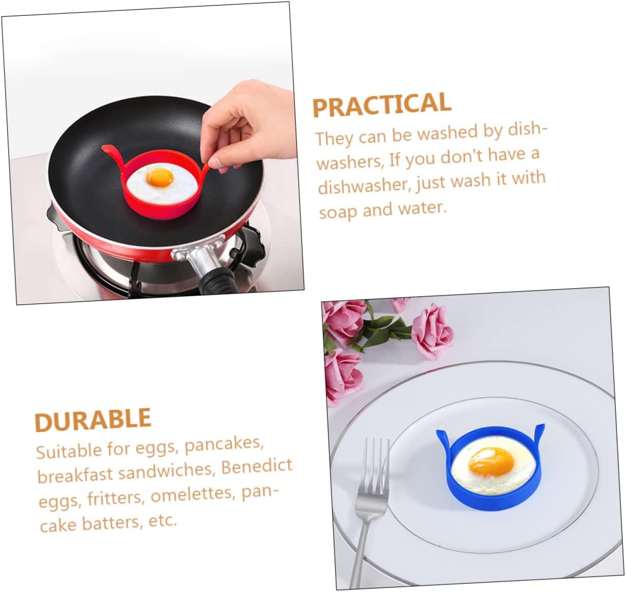 PRETYZOOM 16pcs Egg Shaper Molds Non-stick Ring Molds for Cooking Fried Egg for Griddle Silicone Rings
