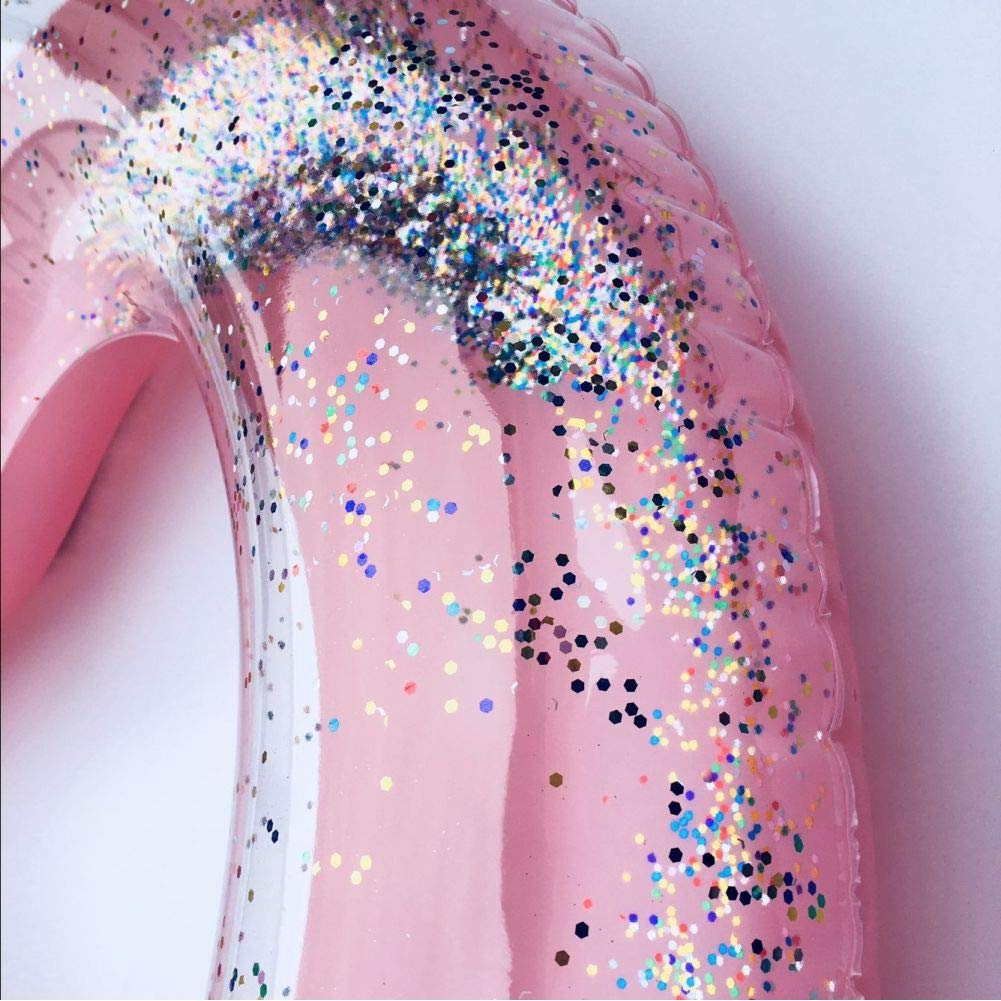 Rose Gold Sequins Heart Swimming Ring Laps Inflatable Float Loving Heart Adult Child Swim Ring Summer Beach Swimming Circle