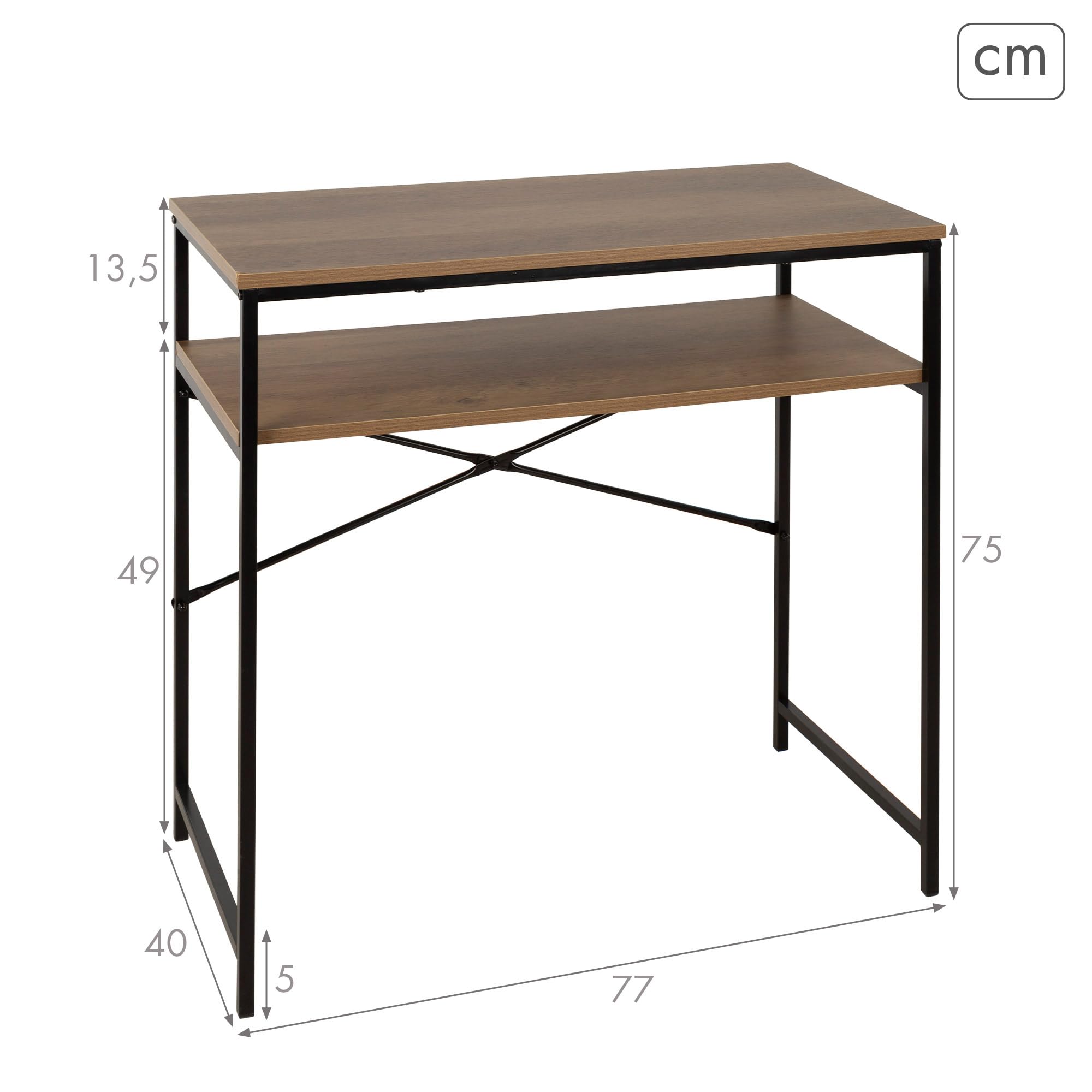 AKTIVE Max Home Scrivania rettangolare, 77x40x75 cm, Peso massimo 26 kg, Piano in legno, Struttura in acciaio nero, Ufficio e studio, Stile industriale, Scrivanie per computer, (18442)