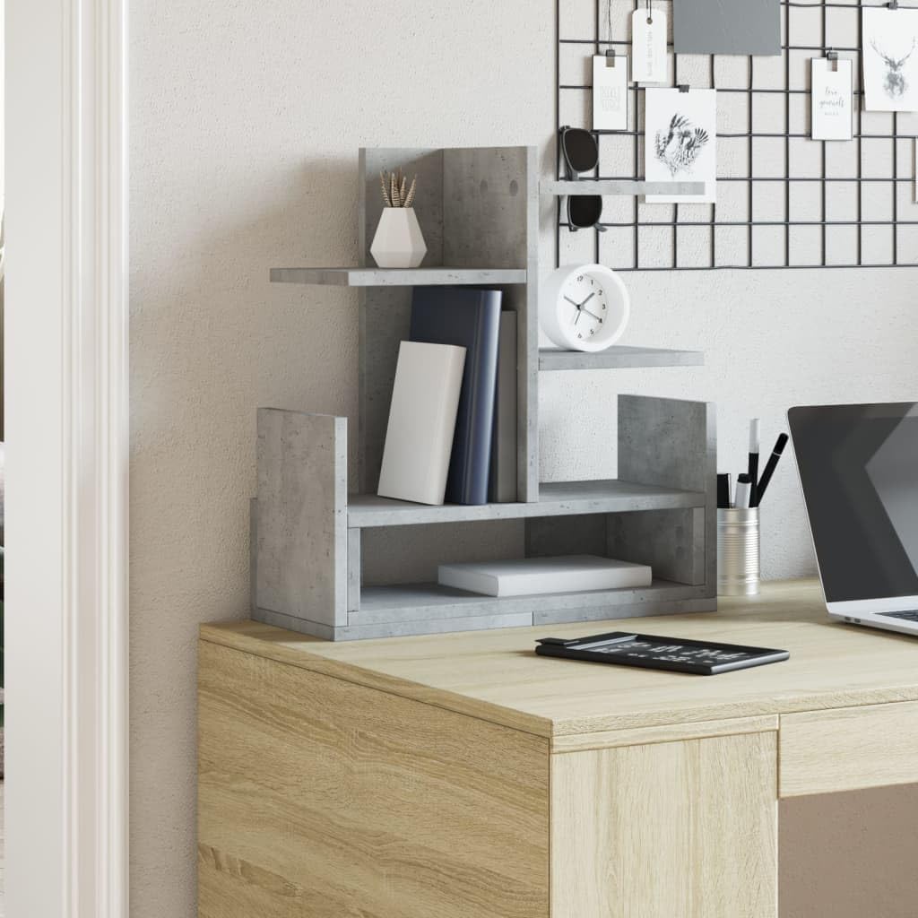 Organizer Scrivania Grigio Cemento 49x20x52,5 cm Multistrato,Organizer da scrivania in Legno Fai da Te da Te per cancelleria, Grande capacità,per casa, Ufficio e Scuola