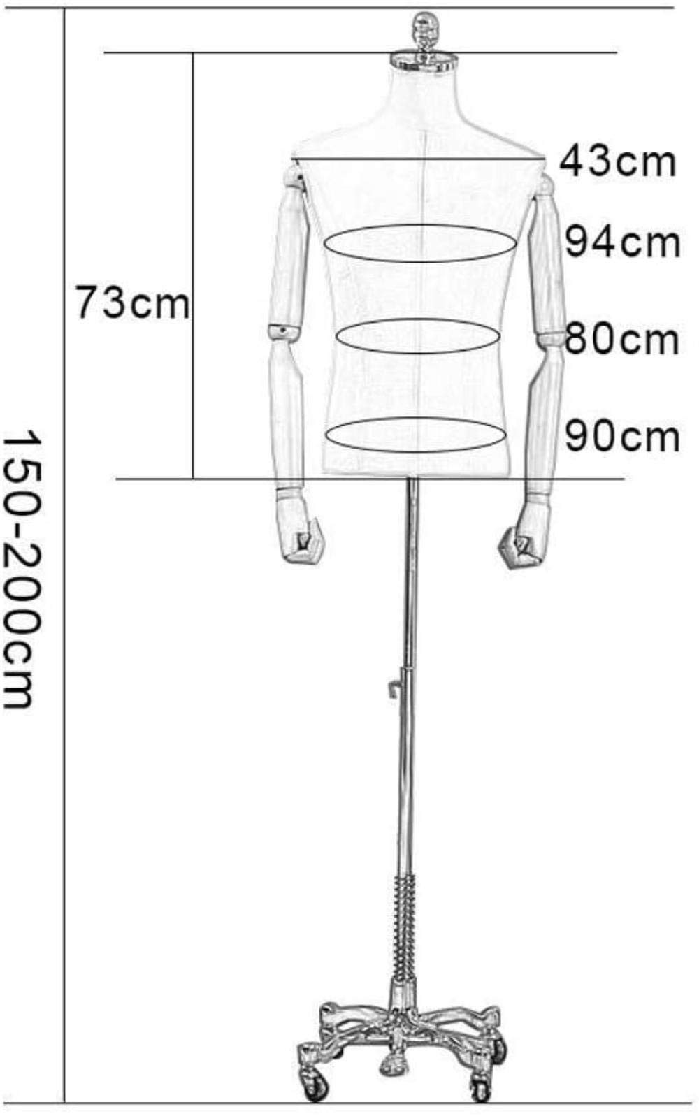 UWYTGF Professional Men Manikin Tailors Dummy Clothing Height Adjustable Solid Wood Arm Can Activity for Men Clothing Show
