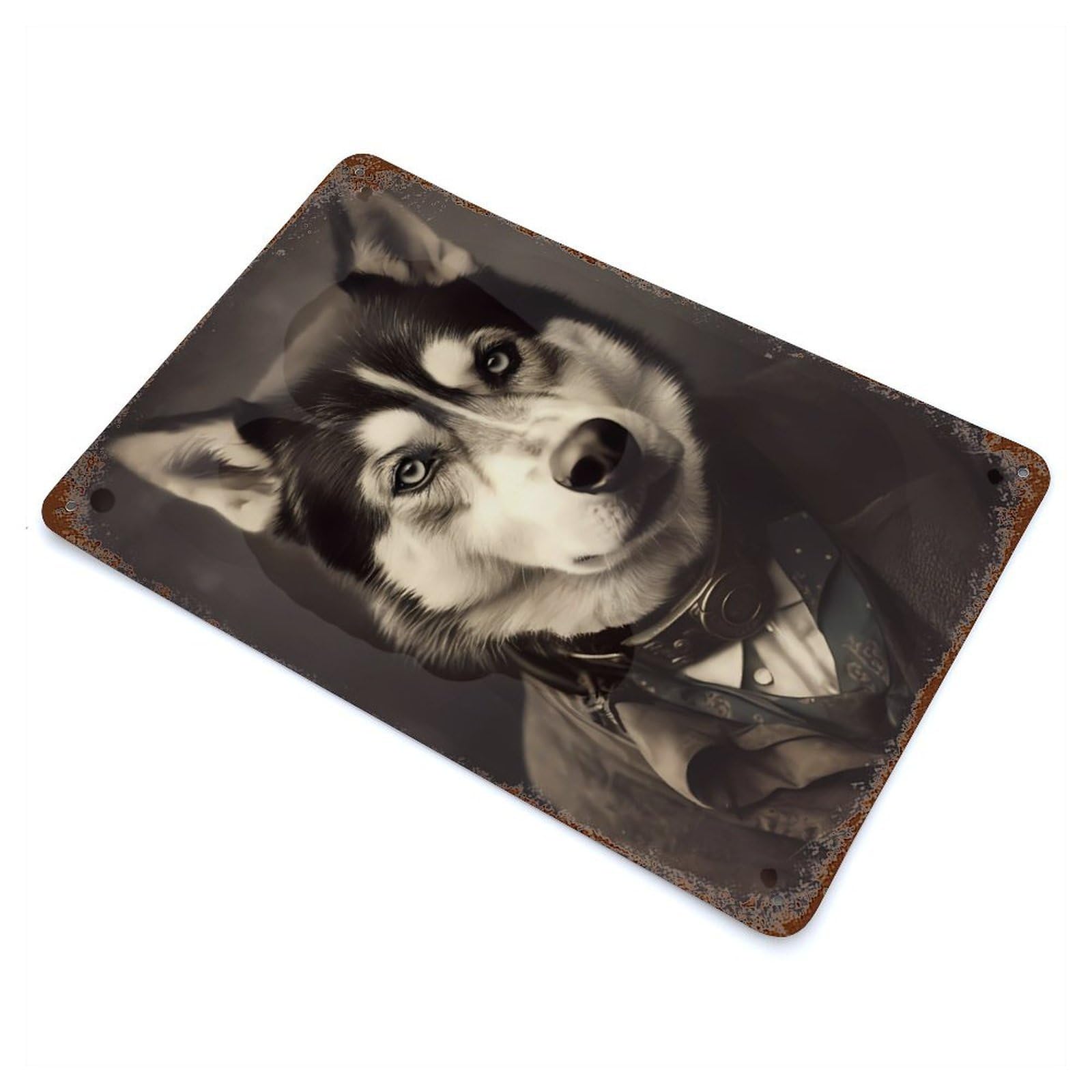 Rust Effect Husky Vintage Distressed Metal Wall Sign 11.8"x7.9", Farmhouse Wall Decor for Office, Studio And Wall Decor