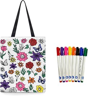Color Your Own Bag Personalized Tote Bag Coloring Tote Bags Art Set with 8 Bright Markers