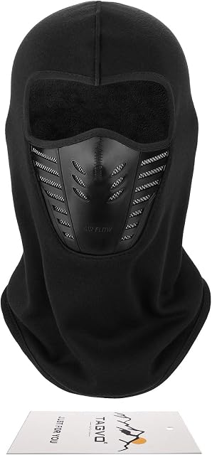 TAGVO Warm Balaclava Full Face Mask Cover with Breathable Mesh Silicone Panel, Winter Fleece Neck Warmer Wind Proof, Fit Helmet Hat for Adults - Elastic Size Universal