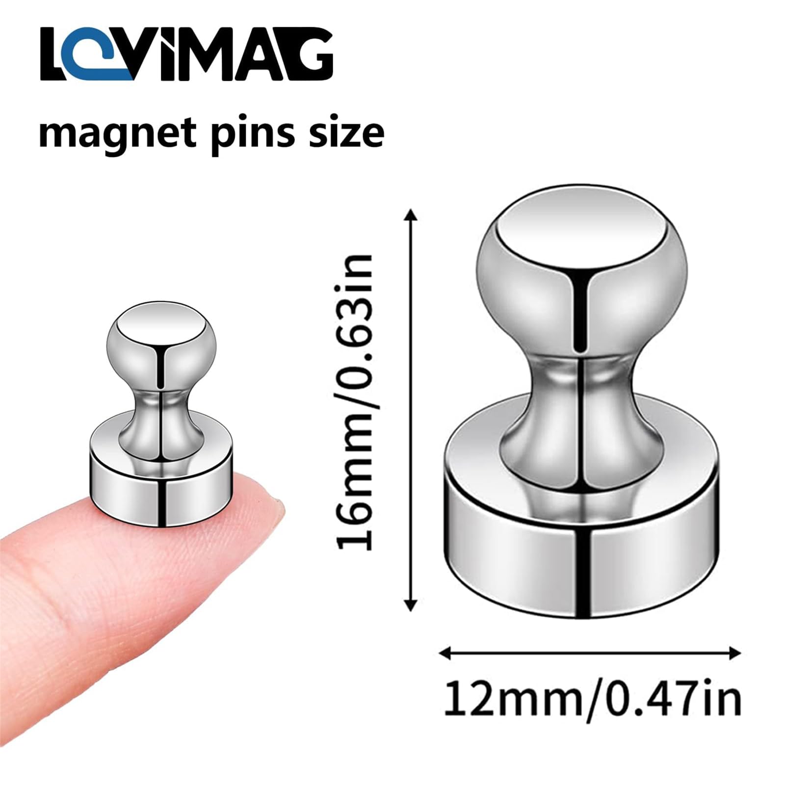 LOVIMAG - Imanes para nevera, 20 unidades, imán para pizarra blanca de frigorífico, color plateado