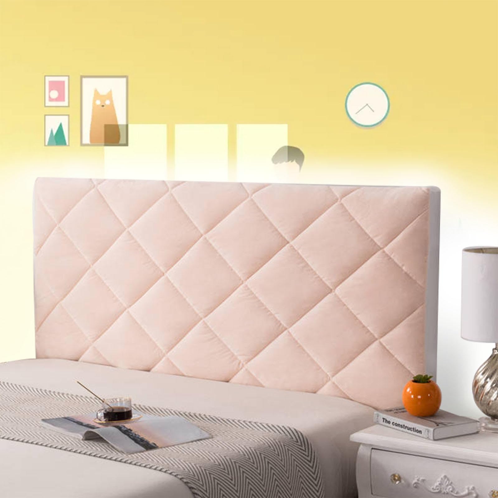 mlhk Padded Headboard Cover, Elastic Headboard Slip Cover, Dustproof Protective Stretch Bed Backrest Slipcover, Single Double Queen, Pink, 100cm