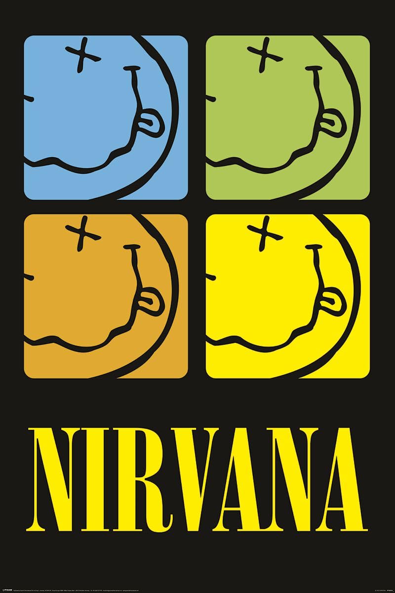 Pyramid Poster Nirvana Smiley Squares, Multicoloured, 24 x 36 Inches