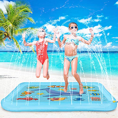Growsland Splash Pad - 67" Sprinkler for Kids Outdoor Toys Fun Summer Water Pool Sprinkler Play Mat Outside Backyard Water Toy for Baby Toddlers Girls Boys