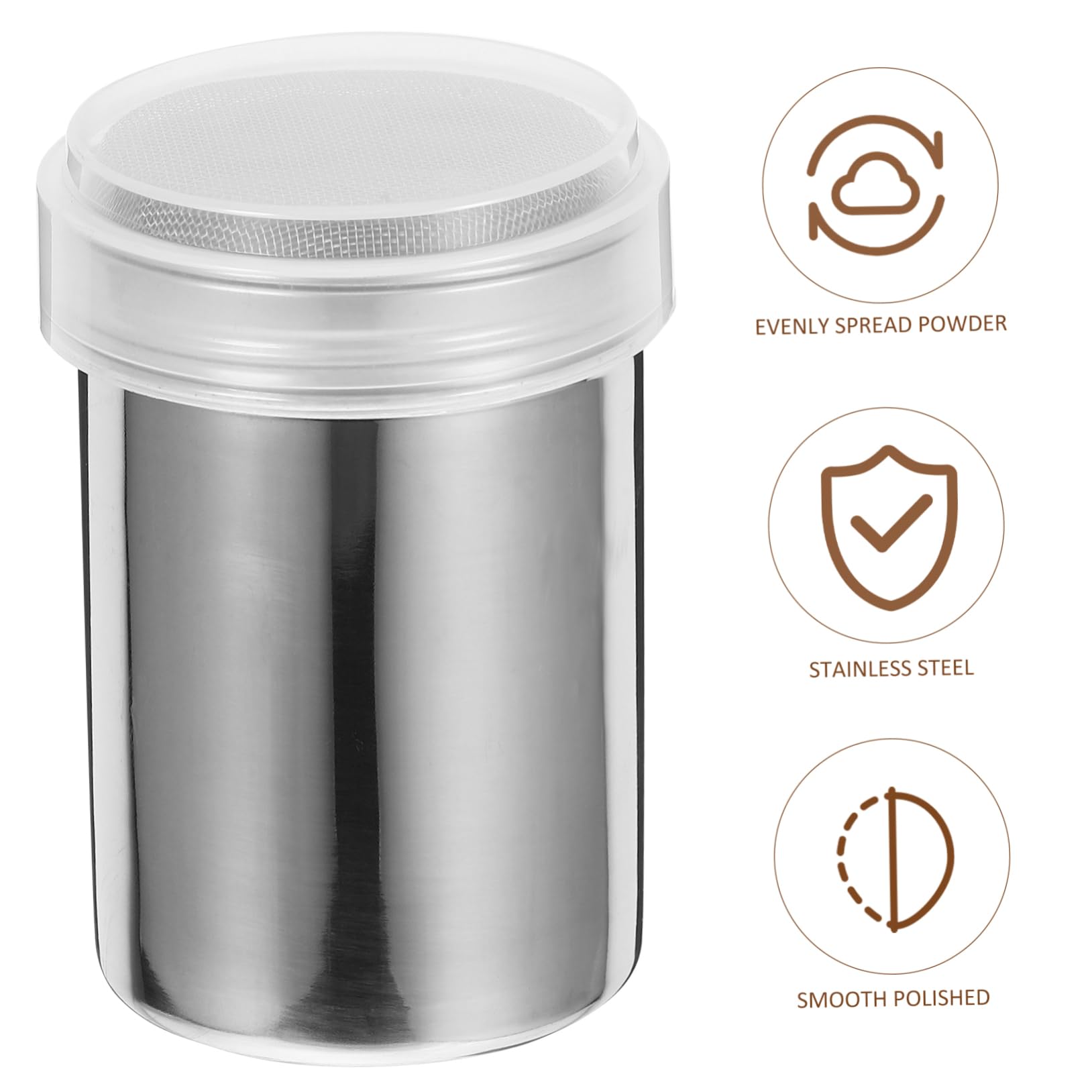 CIYODO Stainless Steel Dusting Tube Powder Shaker Lid Cocoa Powder Shaker Duster Tools Reusable