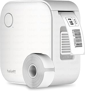 helett® Ziplabel™lite Palm-Sized Bluetooth Wireless Label Printer | iOS & Android Compatible | Mini Portable Sticker Maker for Home, Office, School & Small Business | 600mAh Battery | 2-Year Warranty