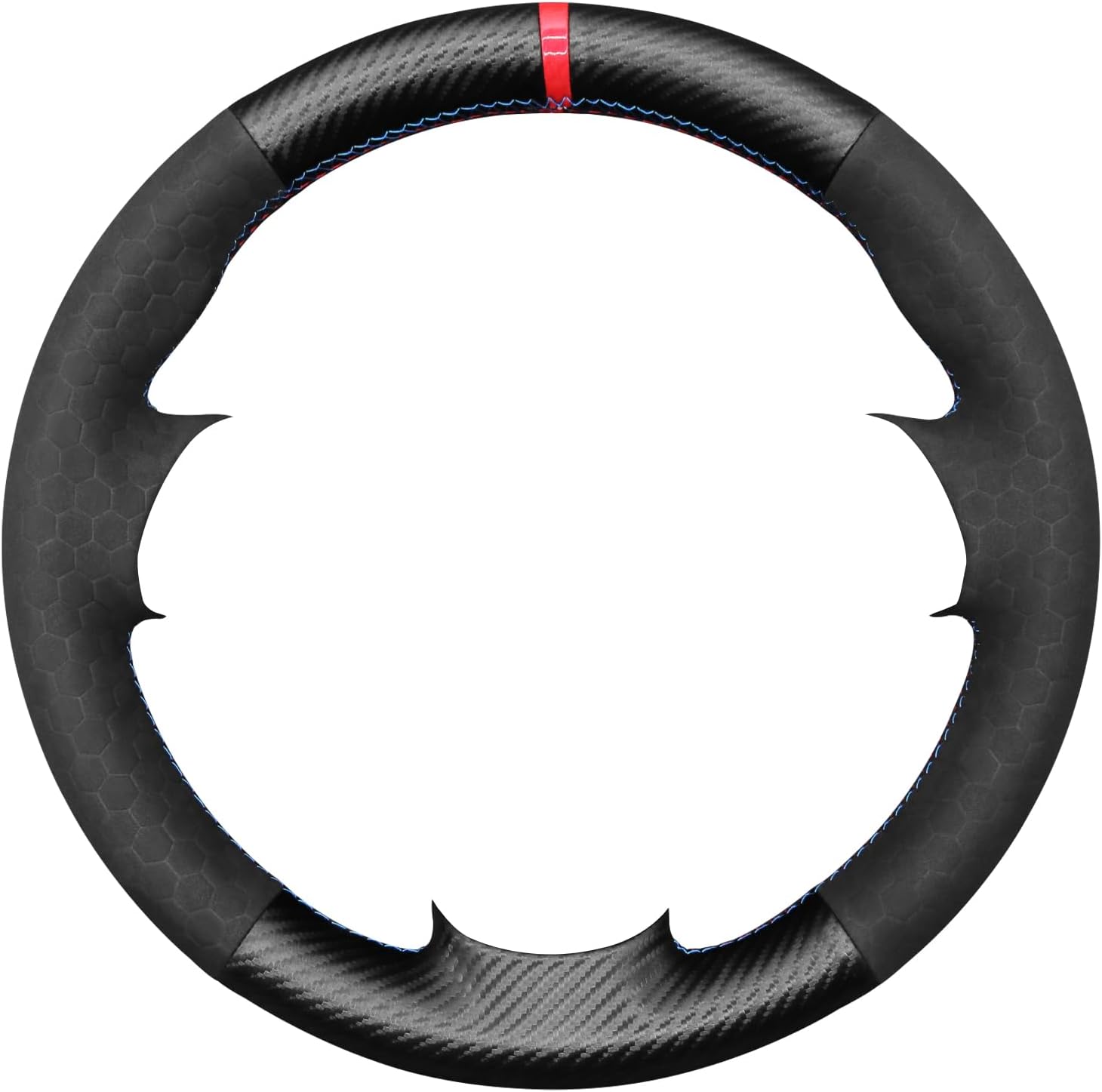 MEWANT Steering Wheel Cover for BMW 1 Series E81 E82 E87 E88 /3 Series E90 E91 E92 E93/ M3 E90 E92 E93Hand Stitch Suede and Carbon Fiber
