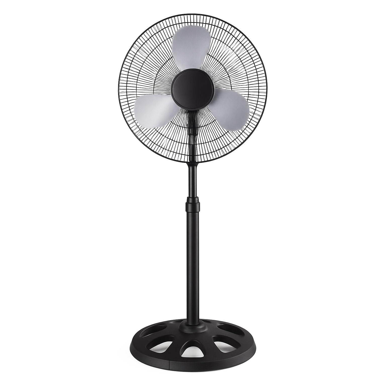 TIENDA EURASIA – Ventilador de Pie | Negro y Plateado | 3 Aspas | 37W | Metal y Polipropileno PP | Ø 34cm | 80 cm Alto | 3 Velocidades | Voltaje Máximo 240V