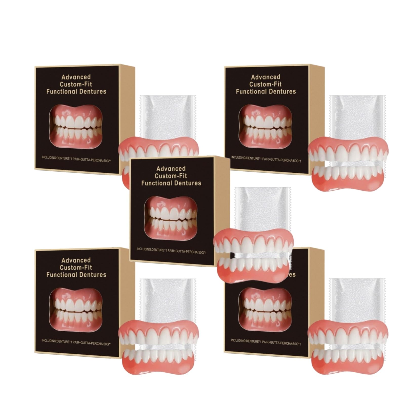 Dientes temporales completos, sonrisa natural, sonrisa perfecta instantánea, fácil de ajustar, para dientes perdidos y dañados
