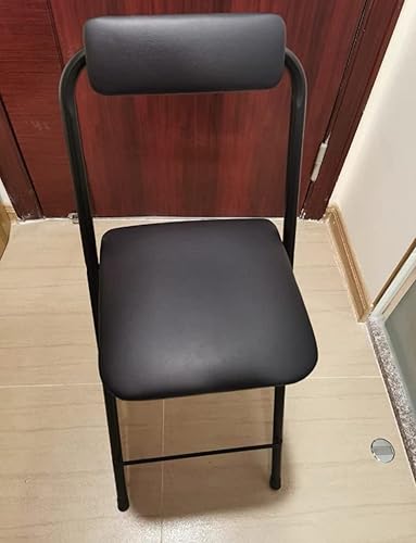 Miniatura 5 de Taburete de bar plegable con respaldo, estilo moderno/minimalista, negro/blanco, asiento de piel sintética, 3 opciones de altura: 25.5/27.5/29.5