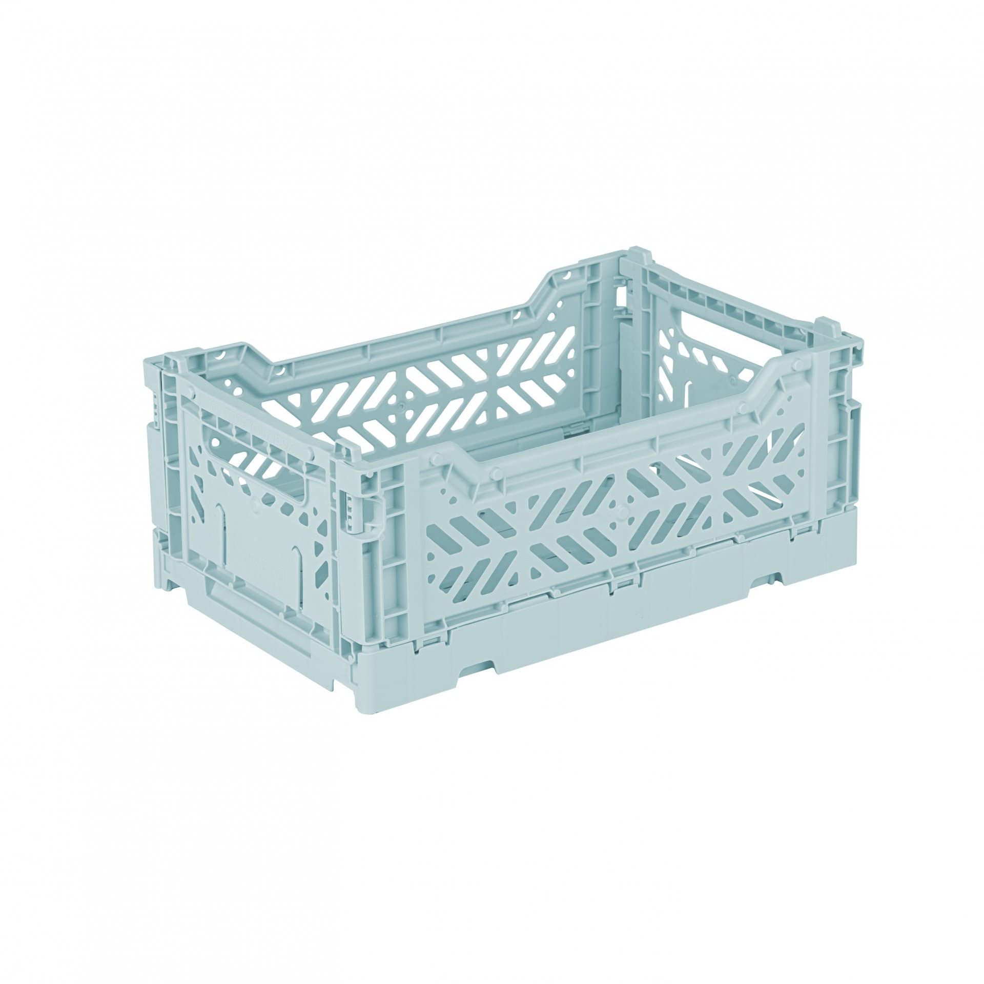 Aykasa Arctic Blue Folding Crate, Sturdy Folding Box, Plastic, Stackable, Mini (27 X 17 X 11 Cm)