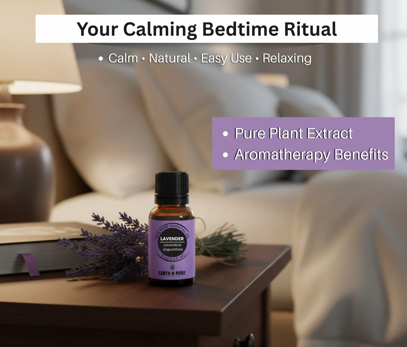 Earth N Pure Lavender Essential Oil (Lavandula Angustifolia) – 100% Pure, Steam-Distilled | For Aromatherapy, Diffuser, Massage, Skin, Hair & DIY | 10ml 4