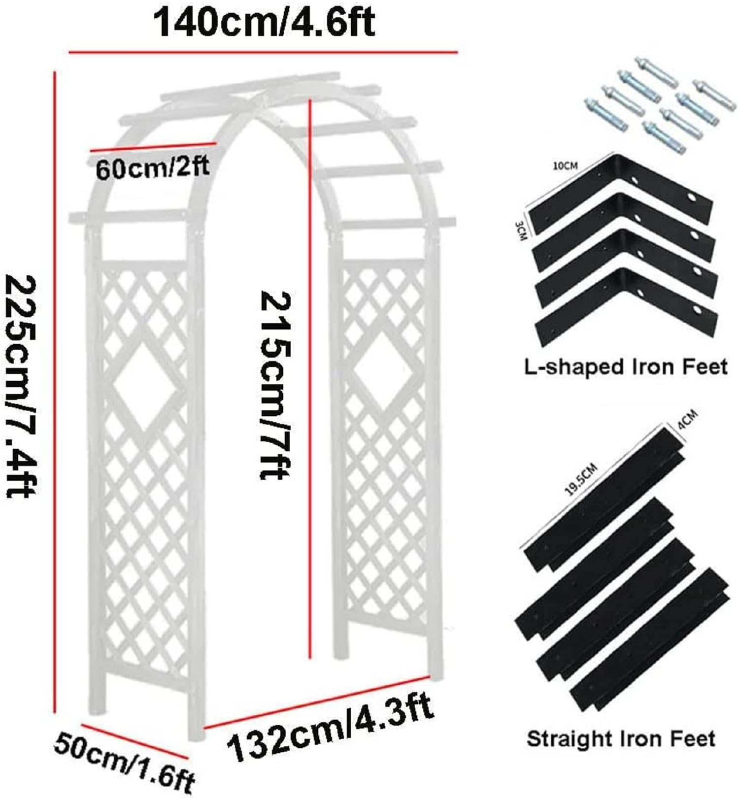 Zewnętrzna biała drewniana altana ogrodowa pergola - elegancka kratka łukowa do roślin pnących, wesel, patio, przy basenie i ścieżce ogrodowej, dekoracja 140 x 225 cm