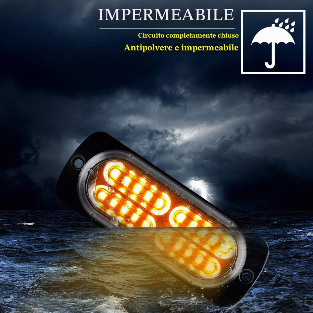 4X 20LED Ambra Luci Led auto 12-24V Luci Stroboscopiche Emergenza per Auto Camion per veicoli da costruzione Furgone