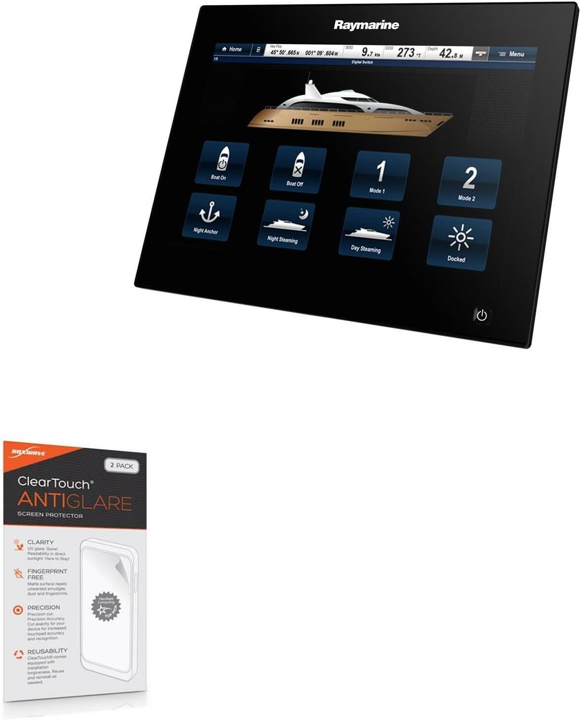 BoxWave Screen Protector Compatible with Raymarine gS165 - ClearTouch Anti-Glare (2-Pack), Anti-Fingerprint Matte Film Skin
