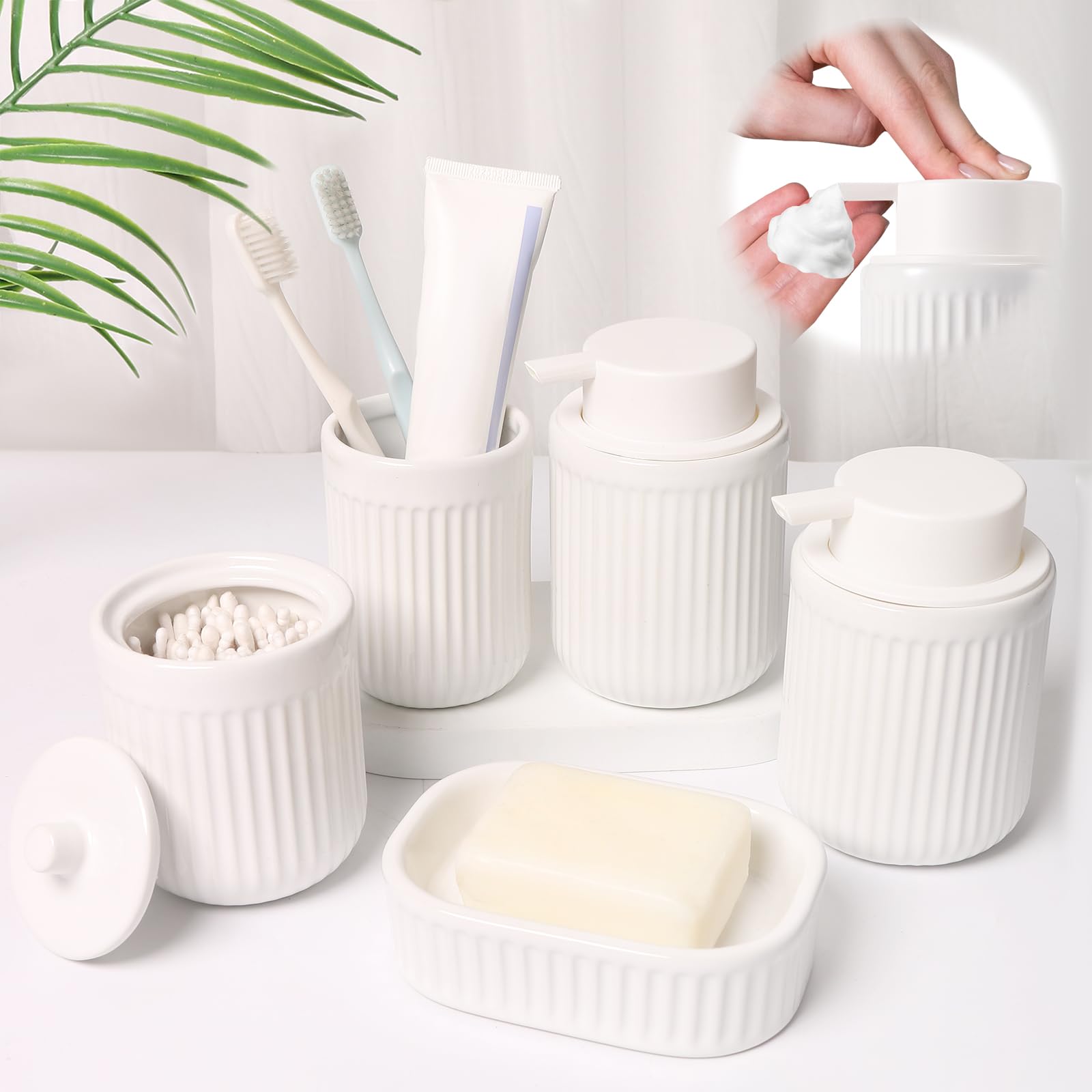 XLHOMO Ceramic Bathroom Accessories Set 5 Pcs, White