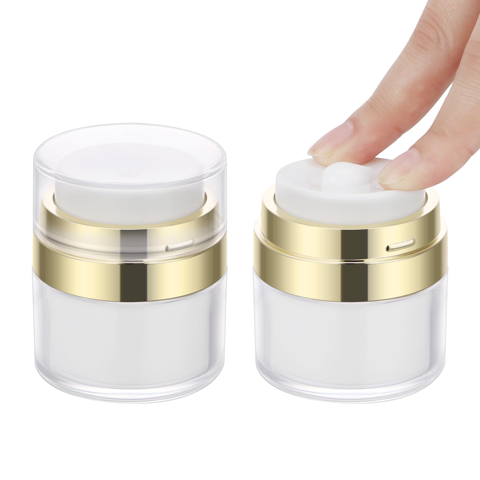 Segbeauty Contenitori Creme, 2 Pezzi 15g Dispenser a Pompa per Crema, Pompe Airless Dispenser Riempibile, Crema Vuoti Barattoli per Viaggio, Contenitori Viaggio per Lozione, Fondotinta Liquida