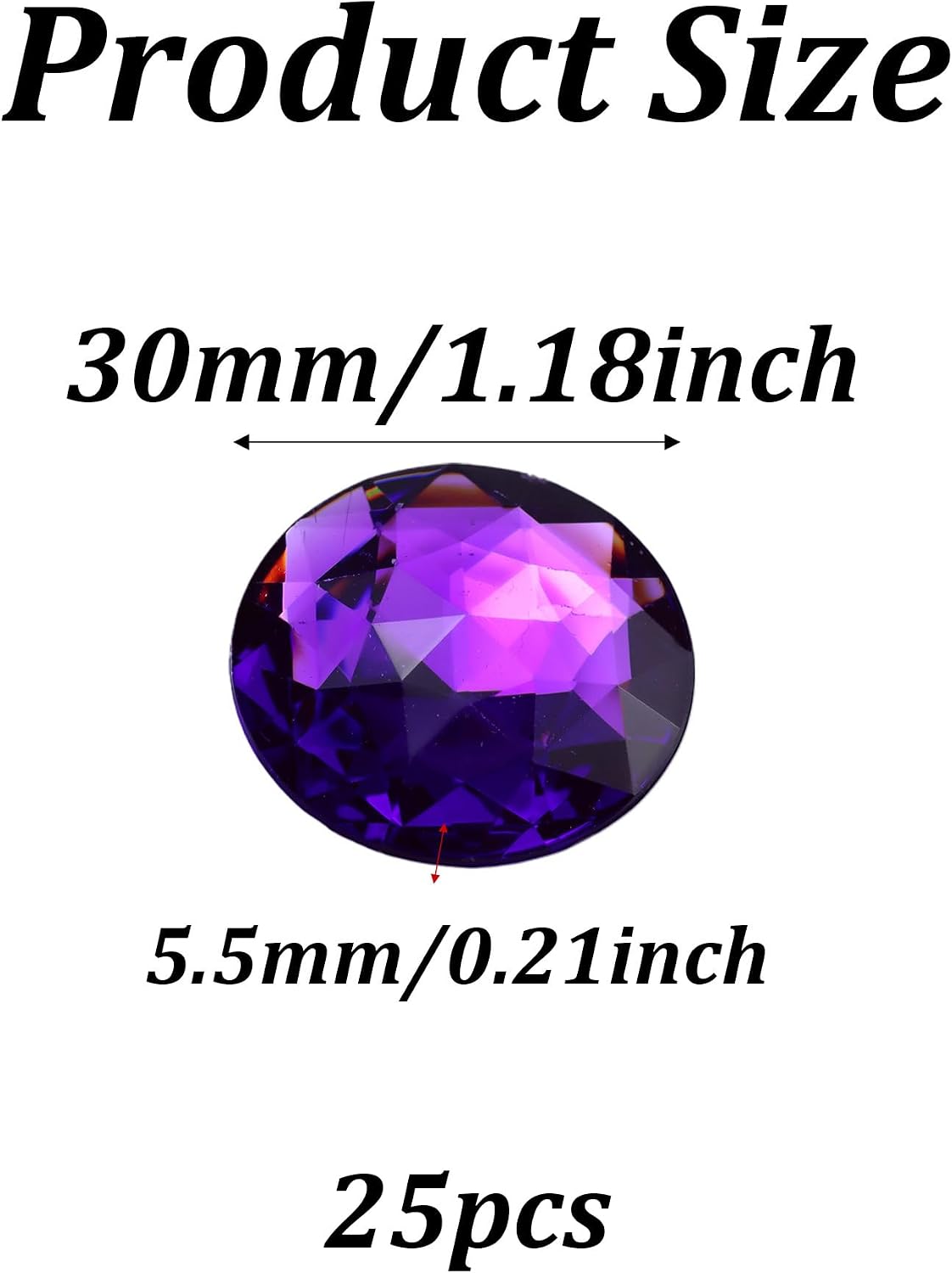 pson 25PCS 30mm Crystal Flat Back Round Acrylic Rhinestones, Purple Plastic Circle Gems Glitter Gems for Costume Making, Cosplay, DIY, Craft