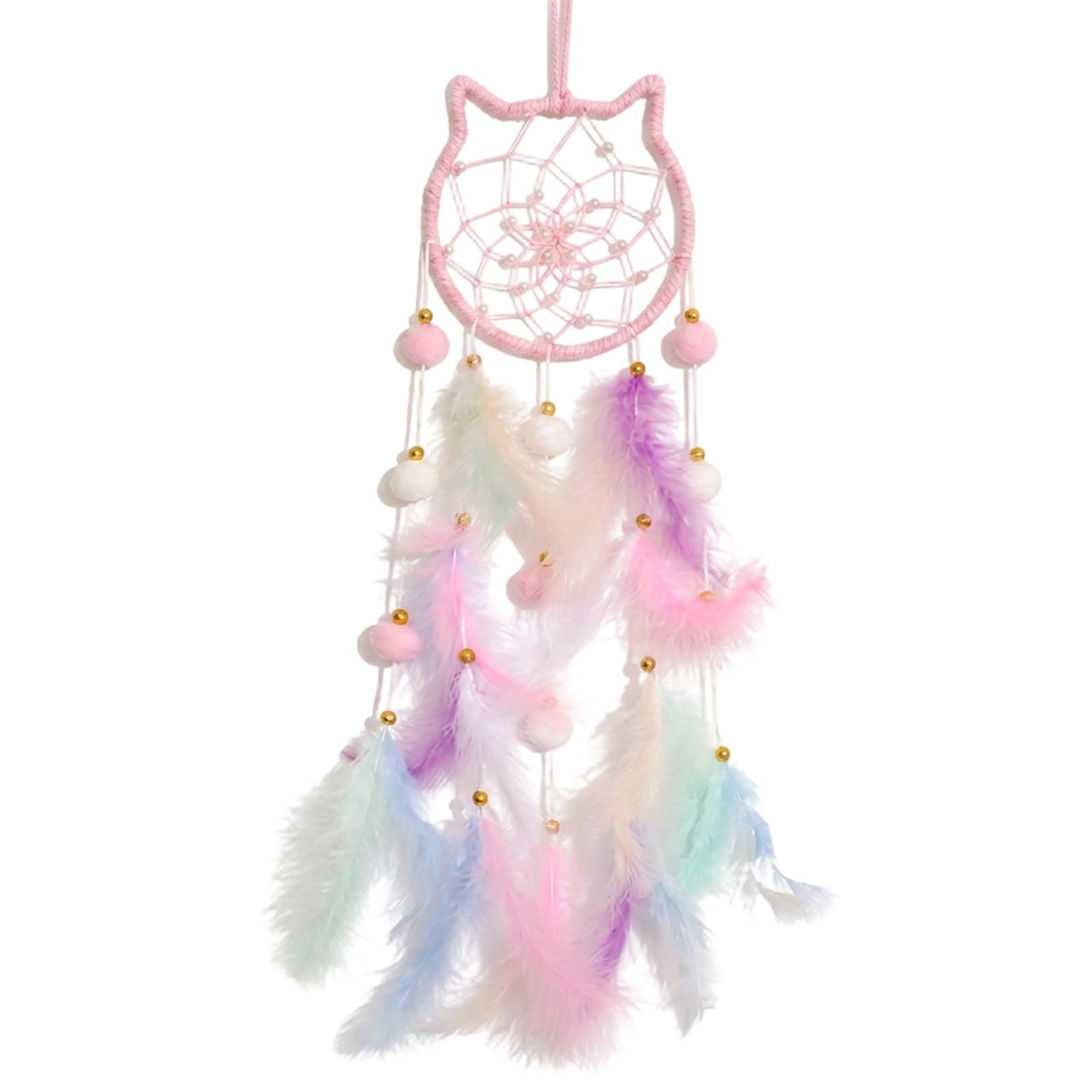 Dream Catcher for Girls, Dream Catcher Kit with Bohemian Style, Spiritual Charm Bedroom Decor, Car Interior Hanging Ornament for Children's Rooms and Gift Occasions, Handcrafted Wall Hanging with Feat