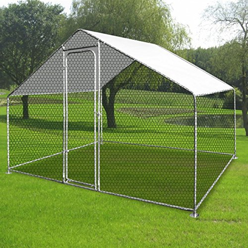 IDMarket – Laufstall, Hühnerstall, 6 m², Drahtgestell, aus verzinktem Stahl, 3 x 2 m – Bild 6