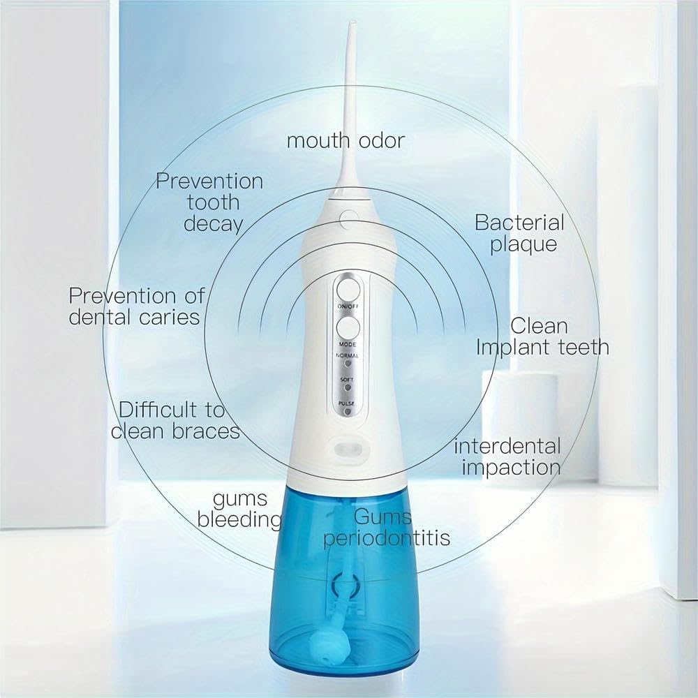 Irrigador bucal Agua, inalámbrico, 300 ml, 3 Modos, 6 Puntas, Recargable, eléctrico