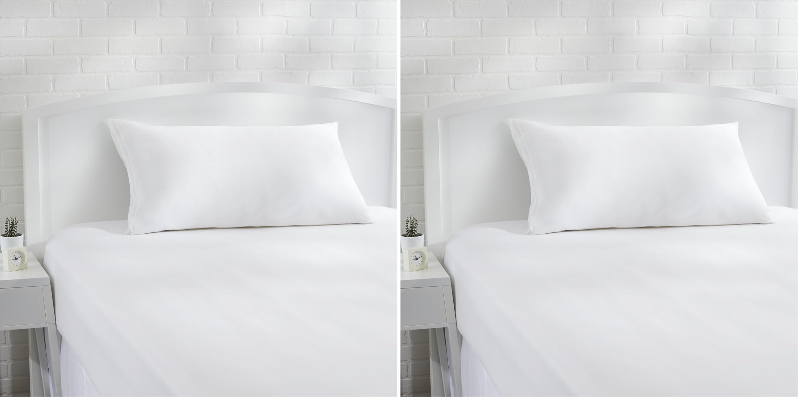 Amazon Basics King Pillow Pillowcases with Zipper, 100% Cotton Hypoallergenic, Pillow Protector, White (37 x 21 Inches), Pillows Not Included (Pack of 2)