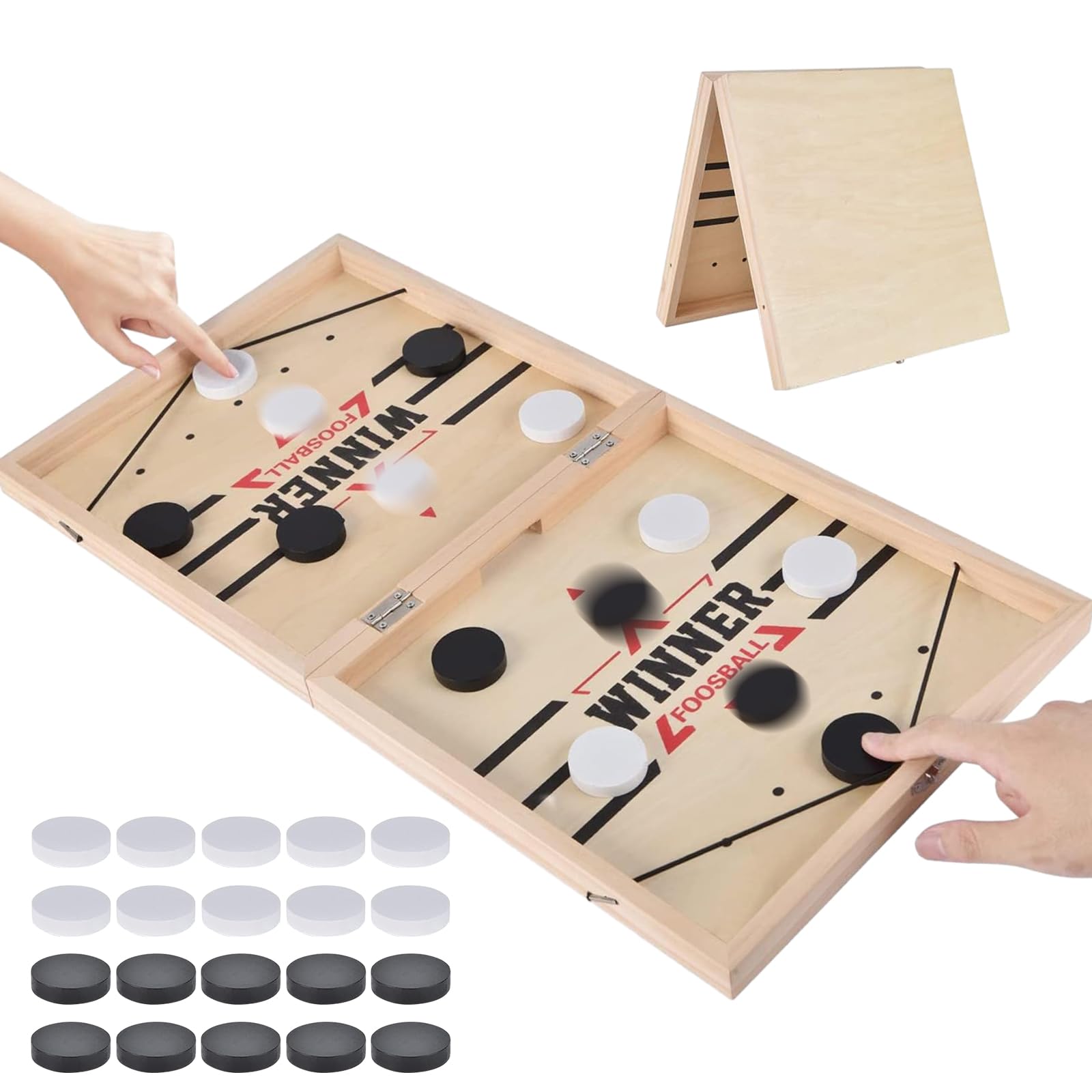 Gioco da Tavolo da Hockey, Hockey da Tavolo in Legno, Sling Puck, Gioco Hockey da Tavolo, Tabella Desktop Battaglia 2 in 1 Vincitore Gioco Interazione Ghiaccio Adatto per Attività Familiare