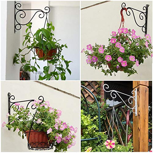 XNJIHWA 2Pcs Plant Hangers Plant Hooks Metal Wall Hanging Brackets for Hanging Bird Feeders,Wind Chimes,Flower Baskets,Lanterns,with Screws,25x20cm,Black - Image 3