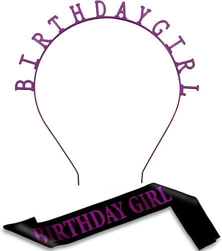 Miniatura 7 de Zonon Birthday Headbands Birthday Satin Sash and Tiara Birthday Crown for Girls Women Birthday Party Supplies