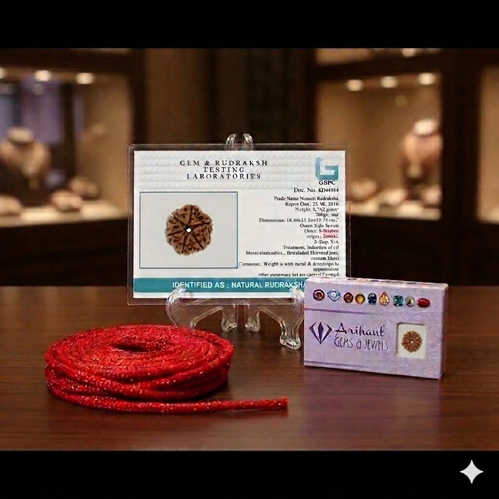 Arihant Gems and Jewels® 6 Mukhi Nepali Rudraksha | Natural, Certified, Astrological | Unisex for Men & Women 4