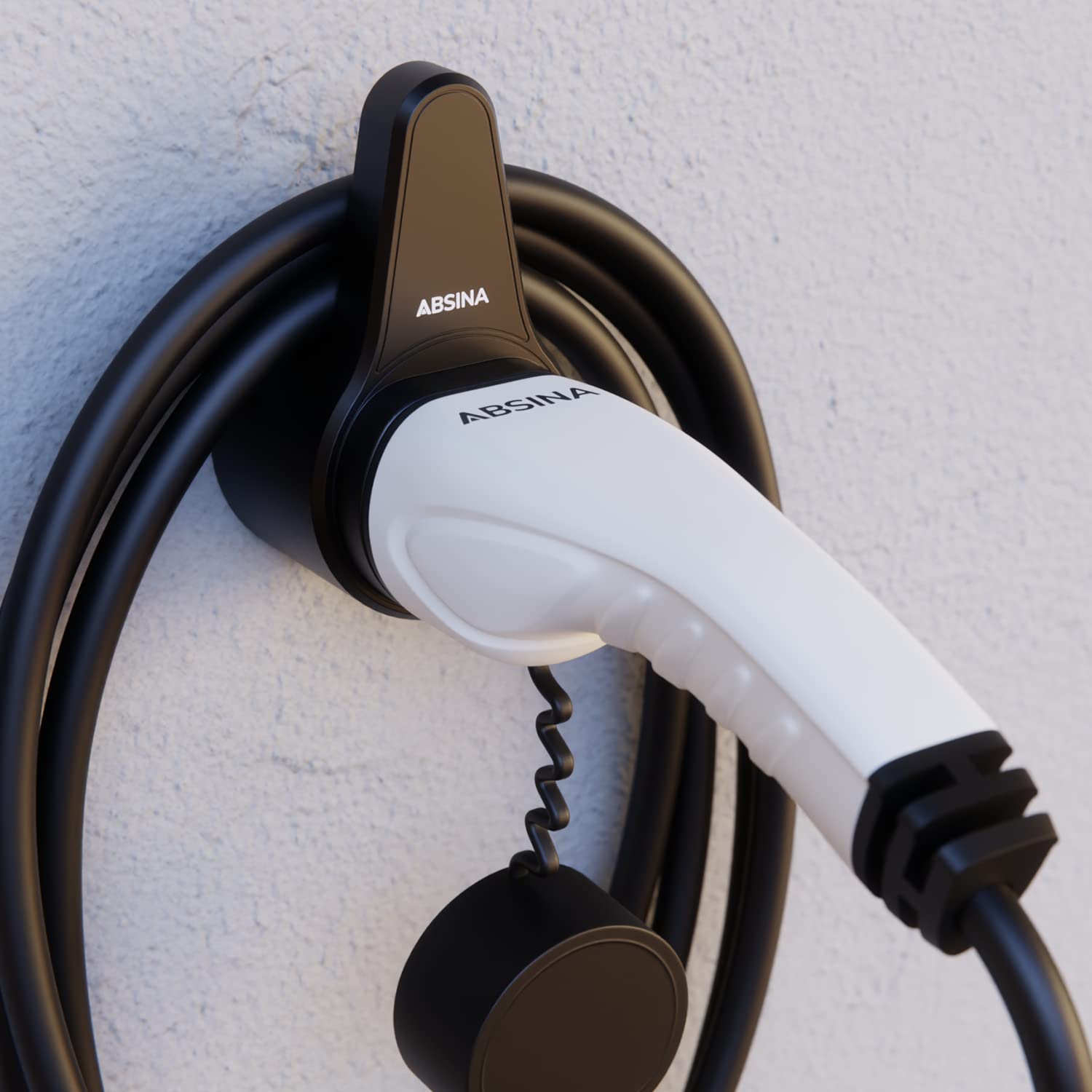 ABSINA uchwyt na kabel do ładowania i uchwyt na wtyczkę typ 2 wraz z akcesoriami montażowymi - uchwyt ścienny typ 2, uchwyt na kabel do ładowania typ 2, uchwyt na kabel Wallbox, uchwyt na wtyczkę typ