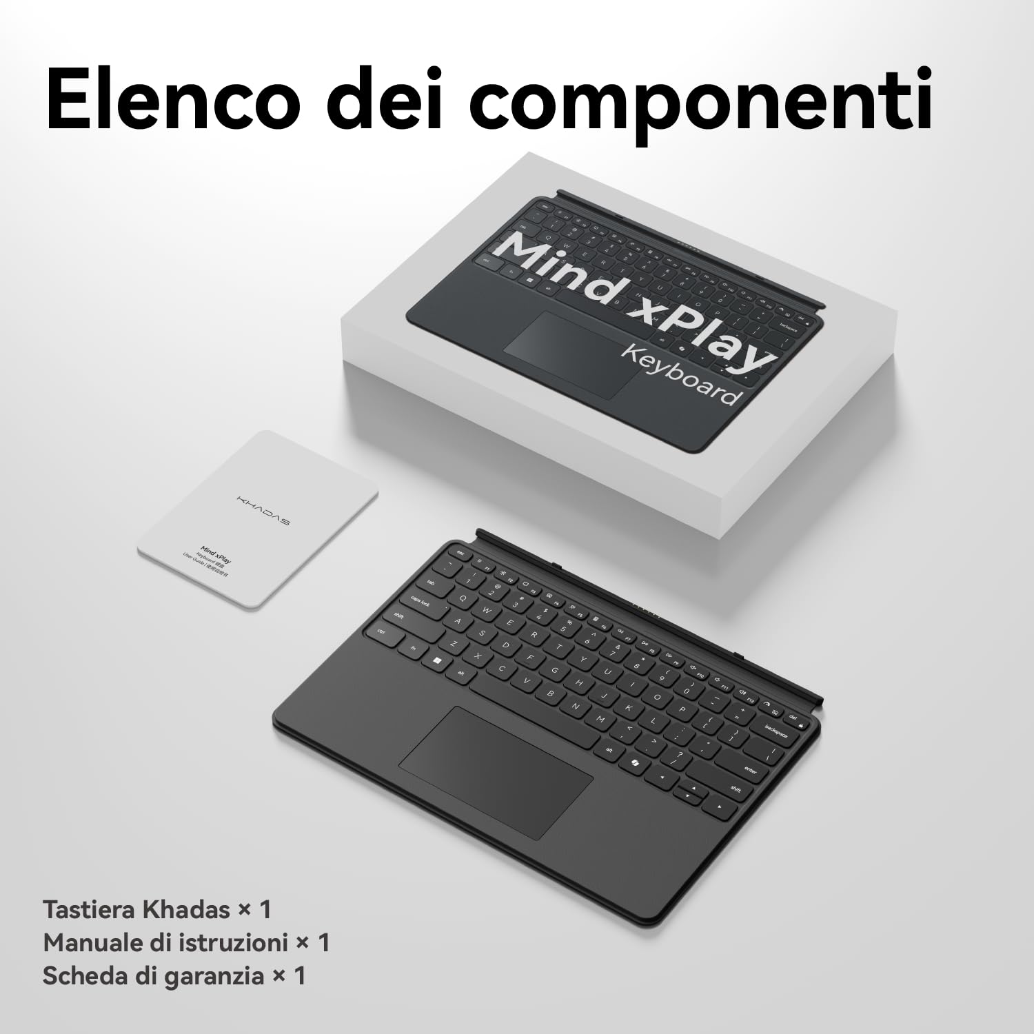 khadas Mind xPlay Tastiera magnetica - Tastiera portatile ultra-sottile da 79 tasti con touchpad a frequenza di sondaggio 120Hz, tasto AI Copilot One-Touch, scorciatoie personalizzabili
