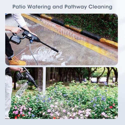 Gtremulent Hochdruckreiniger bei Terrassenreinigung - Detailansicht von Gtremulent 950PSI Akku Hochdruckreiniger Test –...
