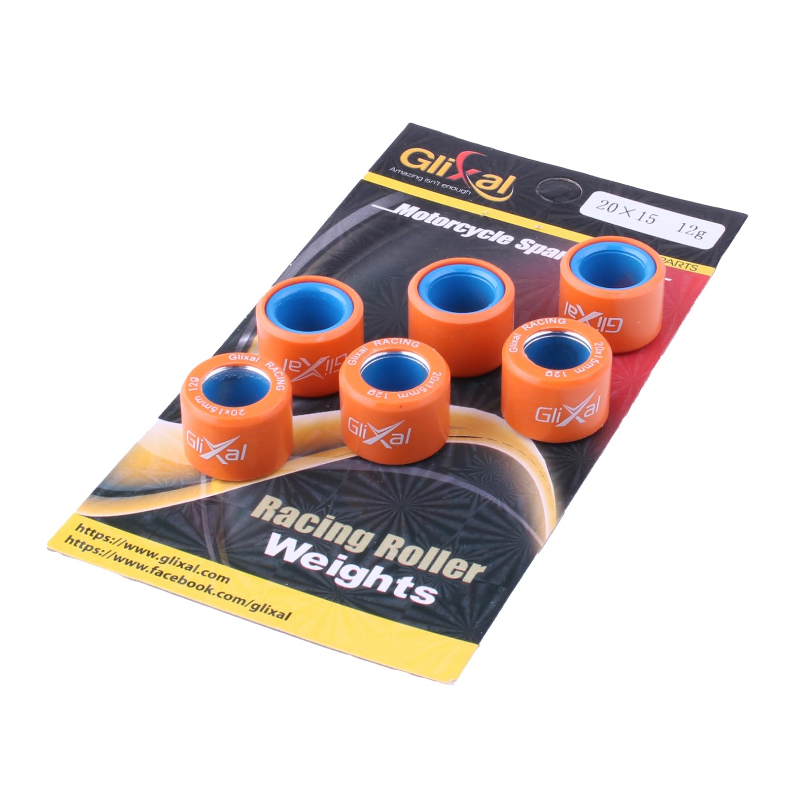 Glixal 20X15mm High Performance Racing Variator Roller Weights Set For Honda PCX 125 150 Polaris RZR 200 SYM SUZUKI KYMCO VESPA Scooter Quads ATV UTV (12 Gram)