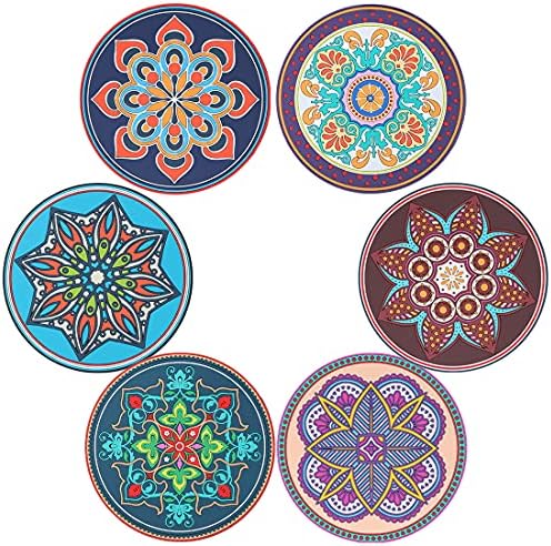 Trivets for Hot Pots and Pans, VIDAYA Vintage Ethnic Floral Mandala Silicone Pot Holders -Multi-Use Great Heat Resistant Hot Pads for Kitchen Table, Dishwasher Safe (6 Pack)