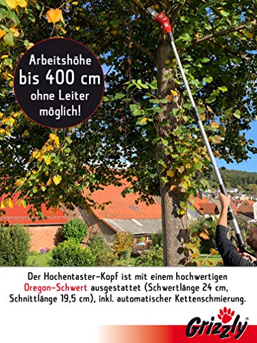 Foto von Grizzly Tools Elektro Teleskop Hochentaster EKS 710-20 - Alu Teleskopstiel bis 2.7 m, 710 Watt Power Motor, 24 cm Schwertlänge, Oregon Kette und Schwert