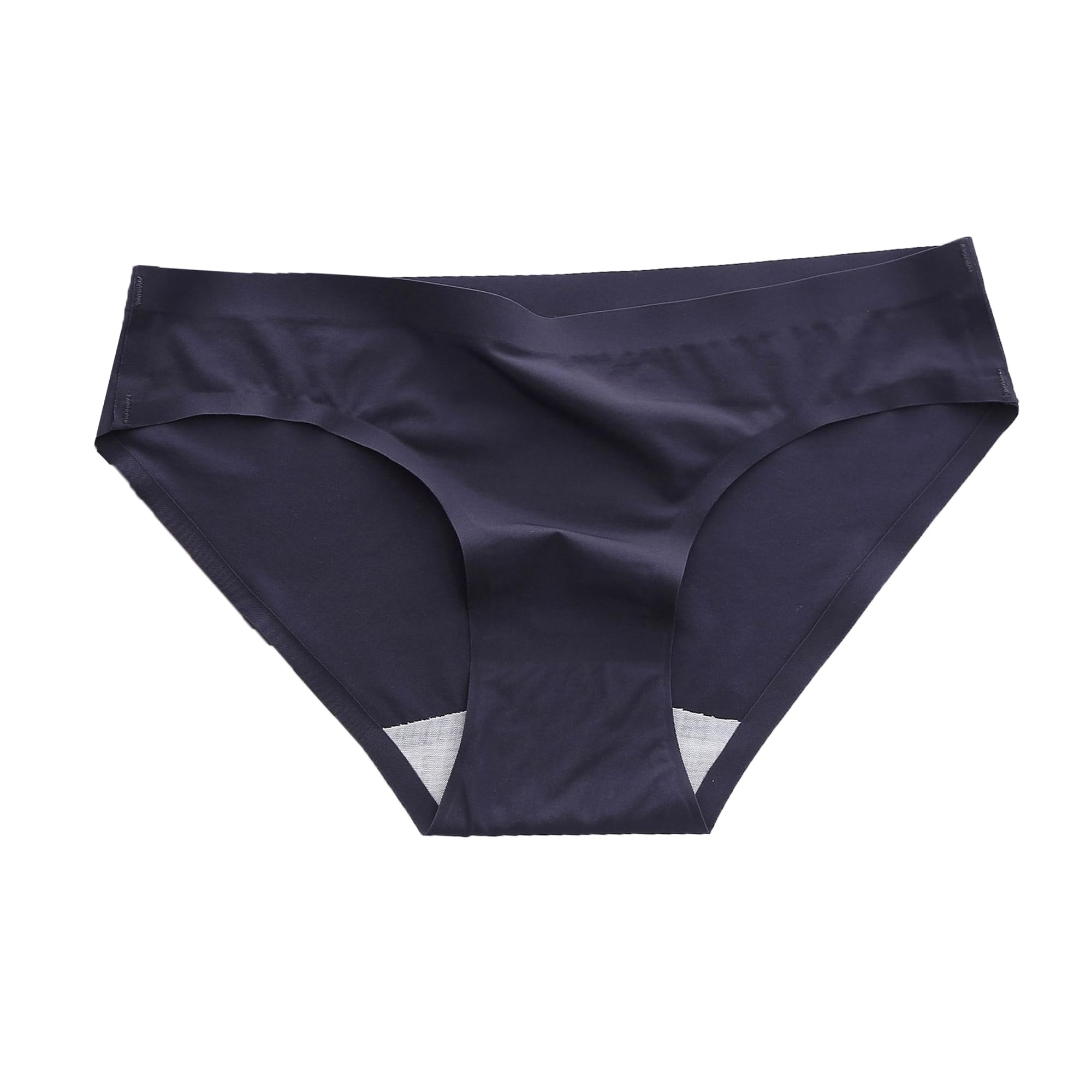 DGHM-JLMY Womens Underwear Stretch Sexy Solid Color Breathable Seamless Ice Silk Underwear Comfortable Low Waist Briefs Navy Blue