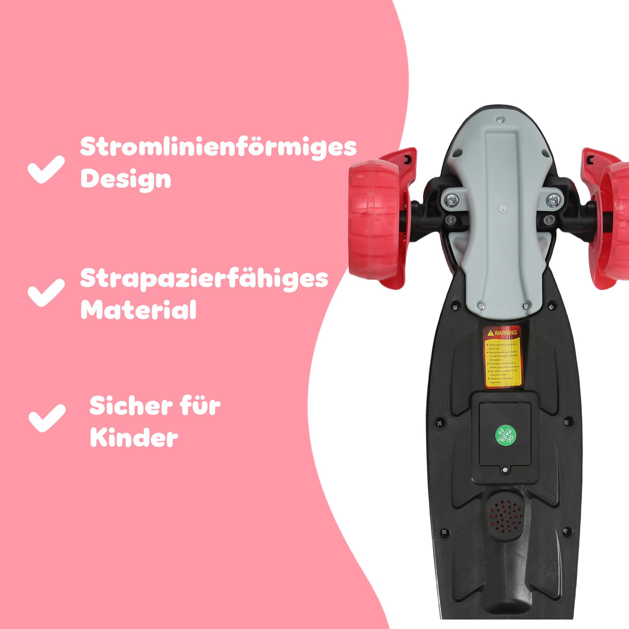 Habib Gruppe Train Scooter - Monopattino a 3 ruote, pieghevole, con 4 livelli di altezza, per ragazzi e ragazze, 3-8 anni (4 colori)